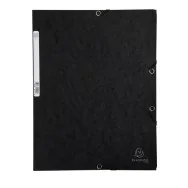 Cartellina 3 Lembi con Elastico in Cartoncino Lustrè Exacompta - 24x32 cm - 400 g - 55501E (Nero Conf. 25)