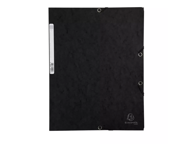 Cartellina 3 Lembi con Elastico in Cartoncino Lustrè Exacompta - 24x32 cm - 400 g - 55501E (Nero Conf. 25)