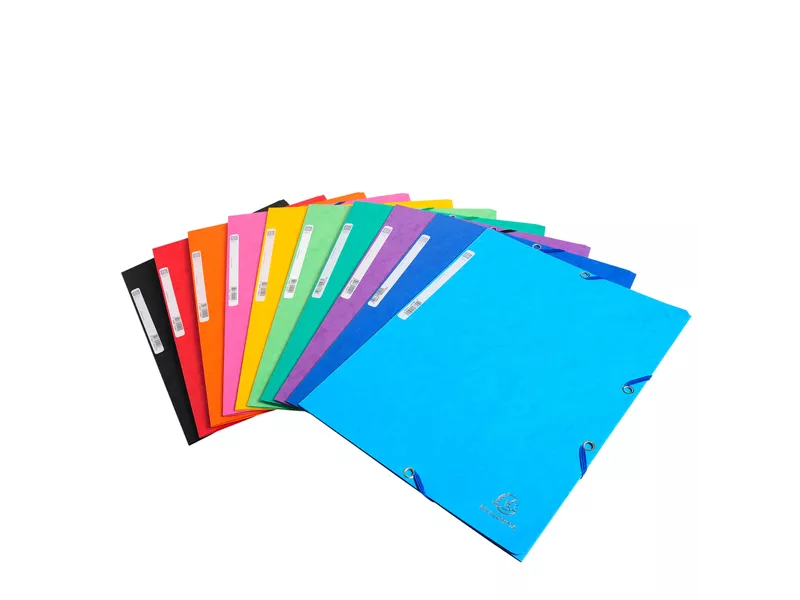 Cartellina 3 Lembi con Elastico in Cartoncino Lustrè Exacompta - 24x32 cm - 400 g - 55500E (Assortiti Conf. 50)