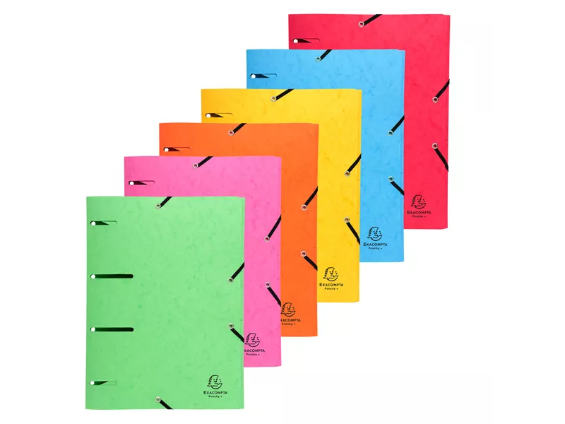 Cartellina 3 Lembi Forata con Elastico in Cartoncino Lustré Exacompta - 22x30 cm - 447100E (Assortiti Conf. 25)