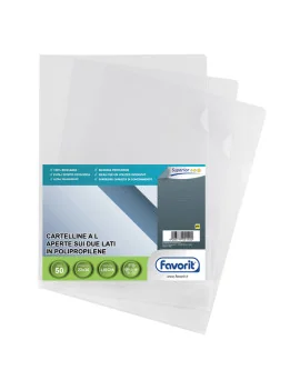 Cartellina a L Pratic Favorit - 22x30 cm - Superior Liscia - 100460047 (Trasparente Conf. 50)