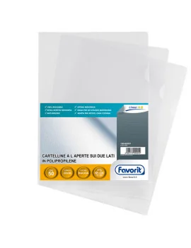 Cartellina a L Pratic Favorit - 22x30 cm - Linear Goffrata - 100460001 (Trasparente Conf. 50)