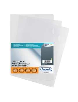 Cartellina a L Pratic Favorit - 22x30 cm - Superior Goffrata - 100460050 (Trasparente Conf. 50)