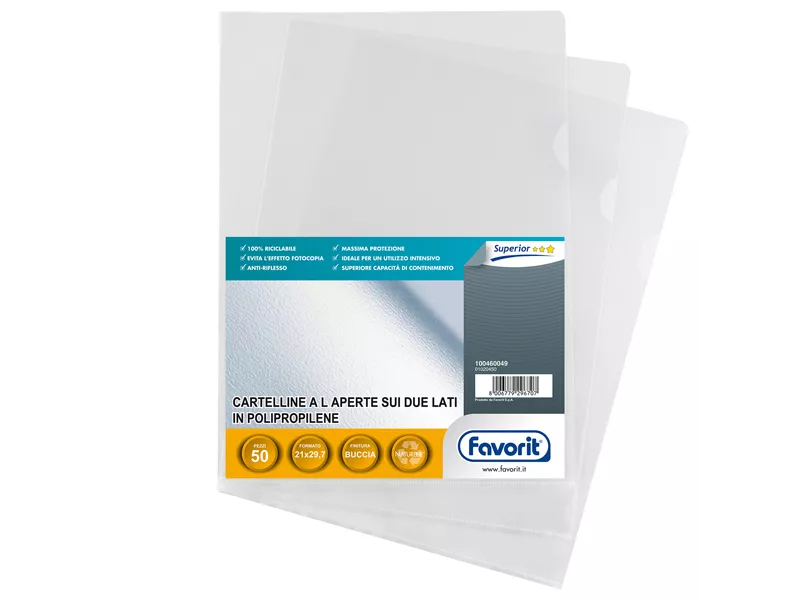 Cartellina a L Pratic Favorit - A4 - Superior Goffrata - 100460049 (Trasparente Conf. 50)