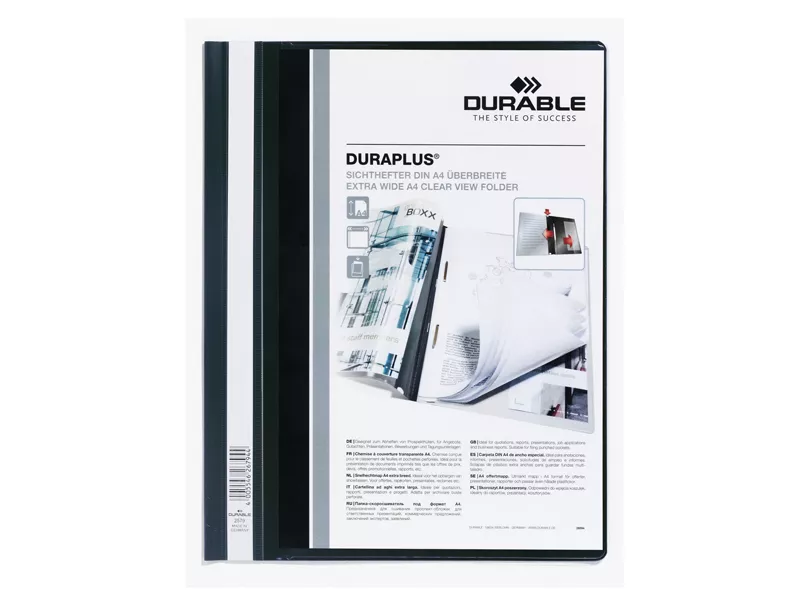 Cartellina in PPL ad Aghi Duraplus Durable - A4 - Personalizzabile - 2579-01 (Nero Conf. 25)