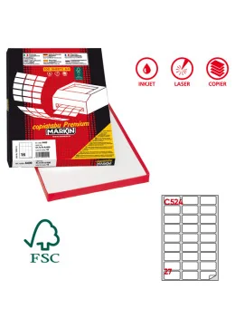 Etichette Adesive Markin - A4 - 56x28 mm - X210C524 (Bianco Conf. 100)