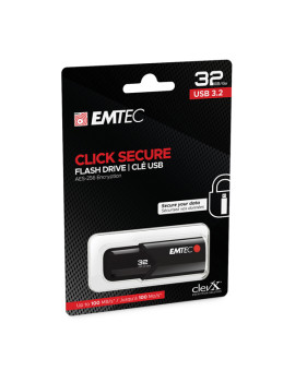 Pen Drive B120 Click Secure Emtec - USB 3.2 - 32 GB - ECMMD32GB123 (Nero)