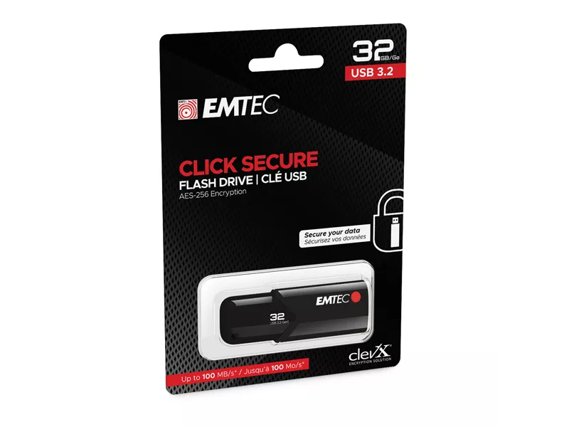 Pen Drive B120 Click Secure Emtec - USB 3.2 - 32 GB - ECMMD32GB123 (Nero)