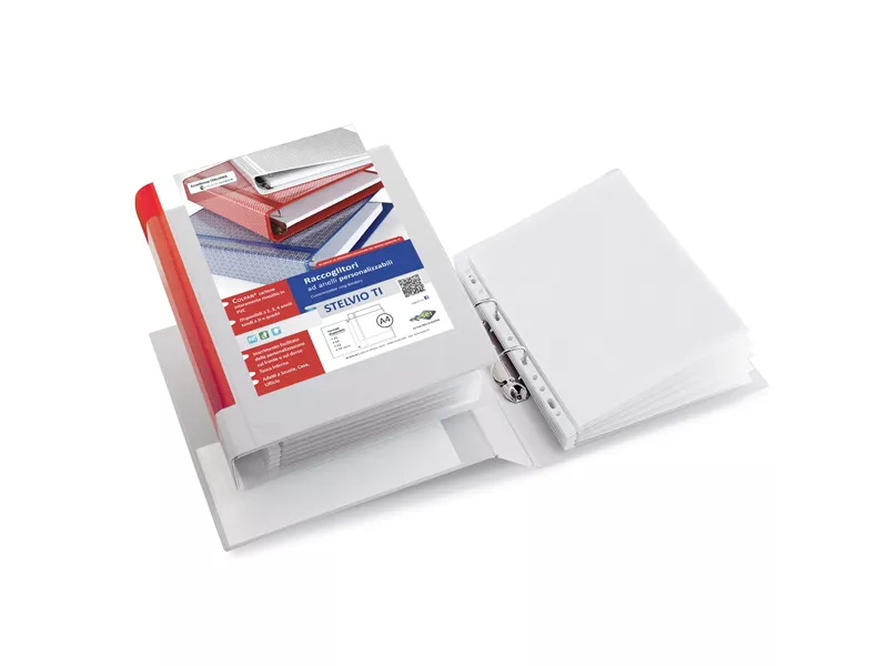 Raccoglitore Personalizzabile Stelvio TI Sei Rota - A4 - 2 Anelli a D 50 mm - 35504601 (Bianco)