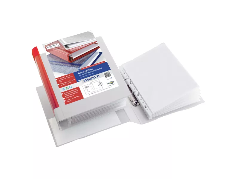 Raccoglitore Personalizzabile Stelvio TI Sei Rota - A4 - 2 Anelli a Q 65 mm - 35654601 (Bianco)
