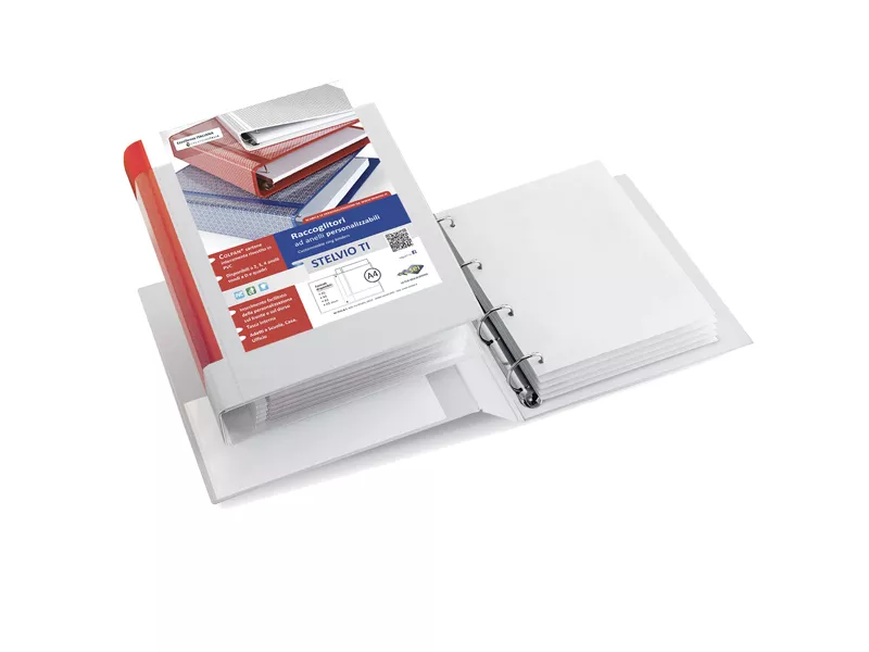 Raccoglitore Personalizzabile Stelvio TI Sei Rota - A4 - 4 Anelli a D 17 mm - 36174601 (Bianco)