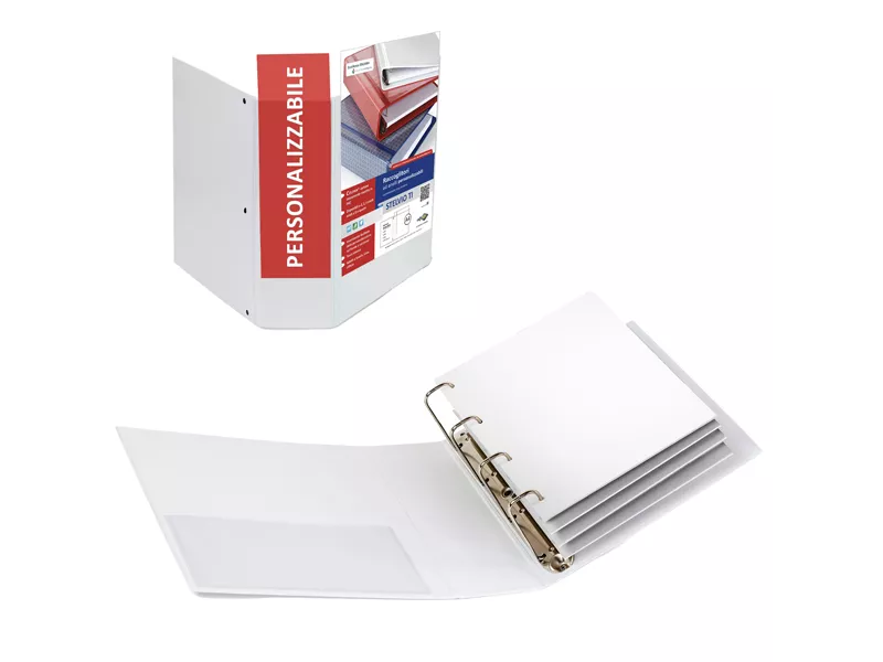 Raccoglitore Personalizzabile Stelvio TI Sei Rota - A4 - 4 Anelli a Q 65 mm - 36654101 (Bianco)