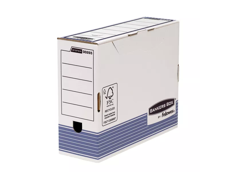 Scatola Archivio Bankers Box Fellowes - A4 - Dorso 10 - 31,5x10x26 cm - 0026501 (Bianco e Blu Conf. 10)