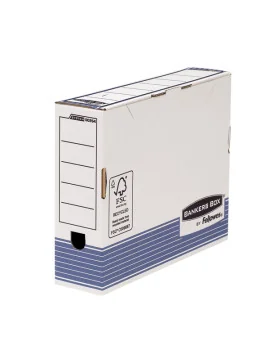 Scatola Archivio Bankers Box Fellowes - A4 - Dorso 8 - 32,7x8,5x26,5 cm - 0026401 (Bianco e Blu Conf. 10)