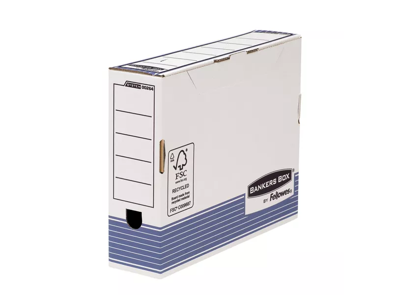 Scatola Archivio Bankers Box Fellowes - A4 - Dorso 8 - 32,7x8,5x26,5 cm - 0026401 (Bianco e Blu Conf. 10)