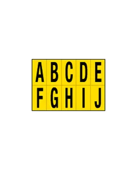 Lettere Adesive in PVC - da A a J - 56x99 mm - 935AJ (Nero su Giallo)