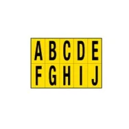 Lettere Adesive in PVC - da A a J - 56x99 mm - 935AJ (Nero su Giallo)