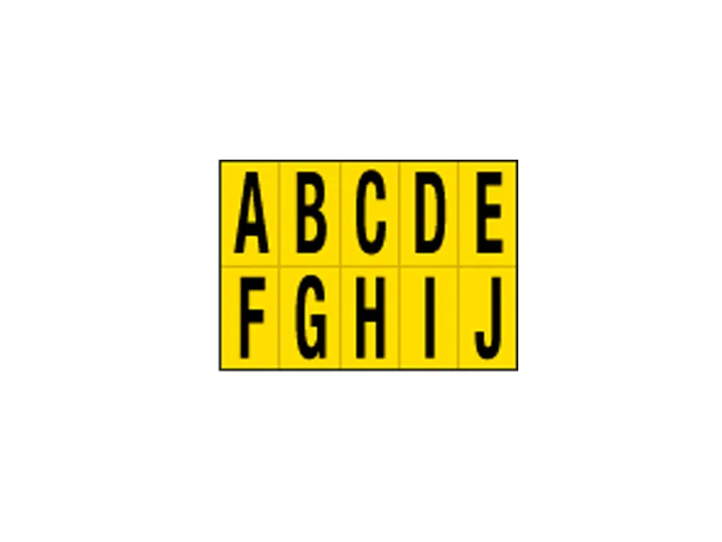 Lettere Adesive in PVC - da A a J - 56x99 mm - 935AJ (Nero su Giallo)