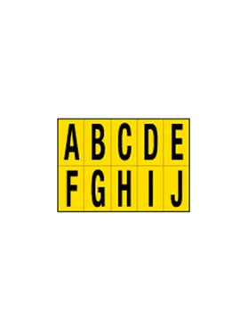 Lettere Adesive in PVC - da A a J - 56x99 mm - 935AJ (Nero su Giallo)