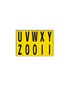Lettere Adesive in PVC - da U a Z - 56x99 mm - 905UZ (Nero su Giallo)
