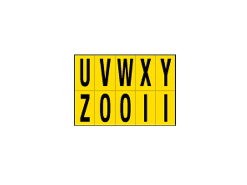 Lettere Adesive in PVC - da U a Z - 56x99 mm - 905UZ (Nero su Giallo)