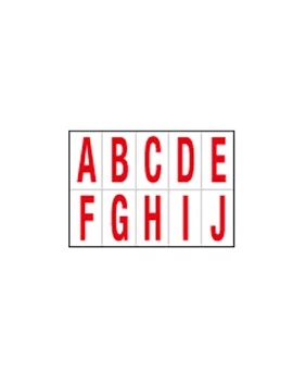 Lettere Adesive in PVC - da A a J - 56x99 mm - 915AJ (Rosso su Bianco)