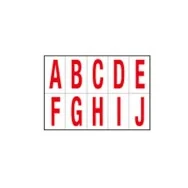 Lettere Adesive in PVC - da A a J - 56x99 mm - 915AJ (Rosso su Bianco)