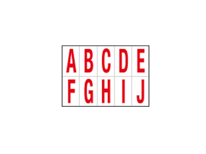 Lettere Adesive in PVC - da A a J - 56x99 mm - 915AJ (Rosso su Bianco)