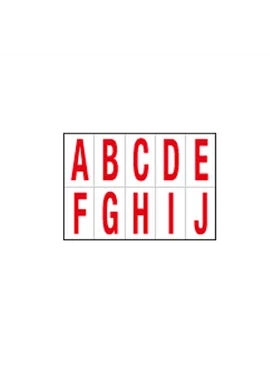 Lettere Adesive in PVC - da A a J - 56x99 mm - 915AJ (Rosso su Bianco)