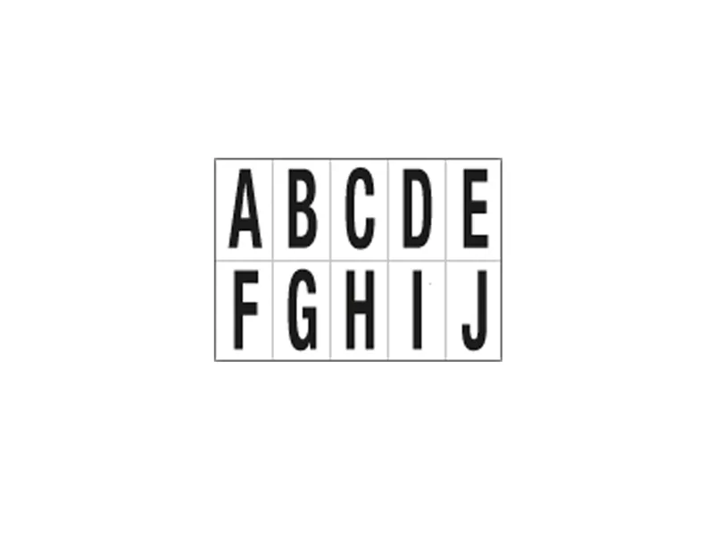 Lettere Adesive in PVC - da A a J - 70x124 mm - 936AJ (Nero su Bianco)