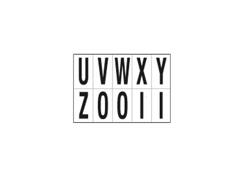 Lettere Adesive in PVC - da U a Z - 70x124 mm - 936UZ (Nero su Bianco)