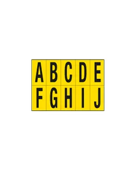 Lettere Adesive in PVC - da A a J - 70x124 mm - 906AJ (Nero su Giallo)