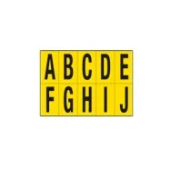 Lettere Adesive in PVC - da A a J - 70x124 mm - 906AJ (Nero su Giallo)