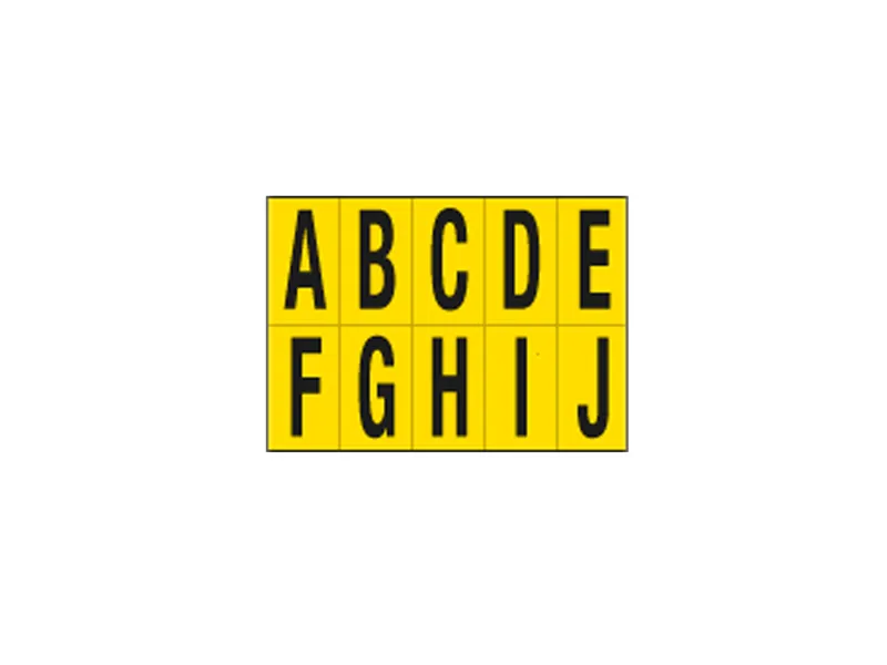 Lettere Adesive in PVC - da A a J - 70x124 mm - 906AJ (Nero su Giallo)