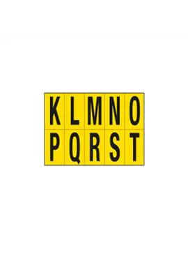 Lettere Adesive in PVC - da K a T - 70x124 mm - 906KT (Nero su Giallo)