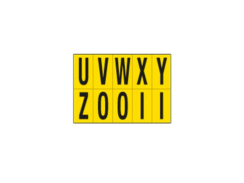 Lettere Adesive in PVC - da U a Z - 70x124 mm - 906UZ (Nero su Giallo)