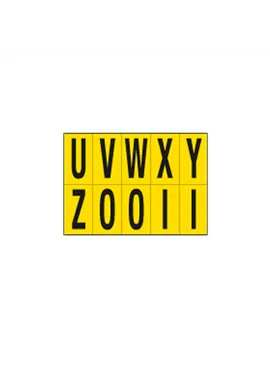 Lettere Adesive in PVC - da U a Z - 70x124 mm - 906UZ (Nero su Giallo)