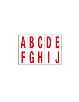 Lettere Adesive in PVC - da A a J - 70x124 mm - 916AJ (Rosso su Bianco)