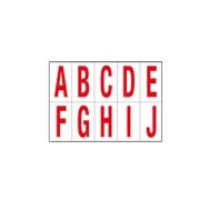 Lettere Adesive in PVC - da A a J - 70x124 mm - 916AJ (Rosso su Bianco)