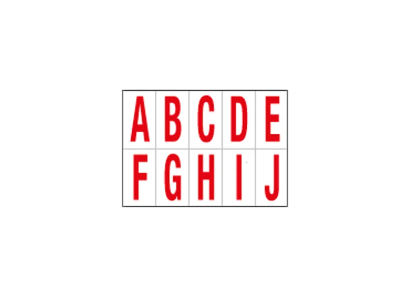 Lettere Adesive in PVC - da A a J - 70x124 mm - 916AJ (Rosso su Bianco) Lettere Adesive in PVC - da A a J - 70x124 mm - 916AJ (Rosso su Bianco)