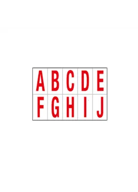 Lettere Adesive in PVC - da A a J - 70x124 mm - 916AJ (Rosso su Bianco)