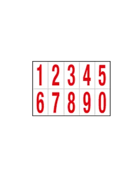 Numeri Adesivi in PVC - da 0 a 9 - 56x99 mm - 915.09 (Rosso su Bianco)