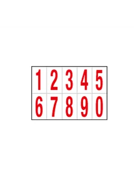 Numeri Adesivi in PVC - da 0 a 9 - 56x99 mm - 915.09 (Rosso su Bianco)