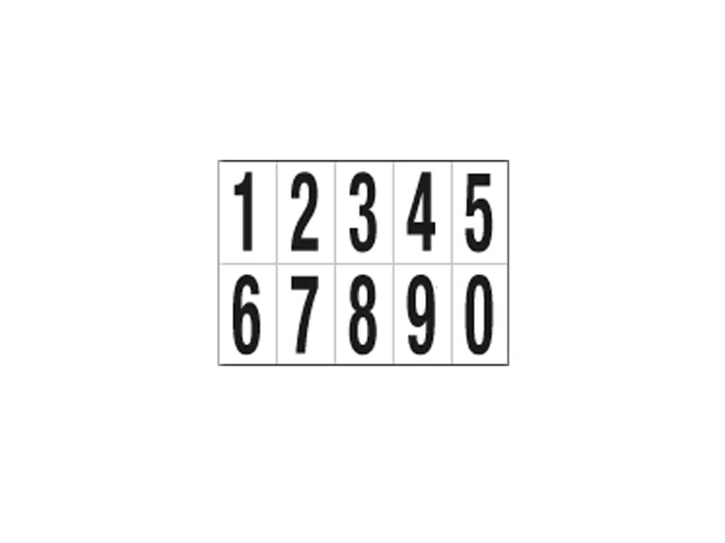 Numeri Adesivi in PVC - da 0 a 9 - 70x124 mm - 936.09 (Nero su Bianco)