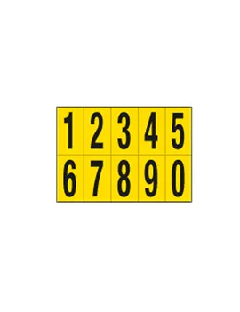 Numeri Adesivi in PVC - da 0 a 9 - 70x124 mm - 906.09 (Nero su Giallo)