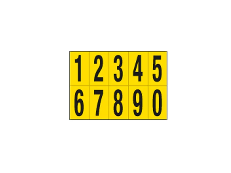 Numeri Adesivi in PVC - da 0 a 9 - 70x124 mm - 906.09 (Nero su Giallo)