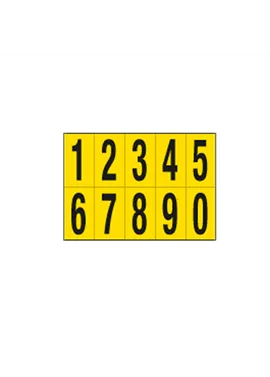 Numeri Adesivi in PVC - da 0 a 9 - 70x124 mm - 906.09 (Nero su Giallo)