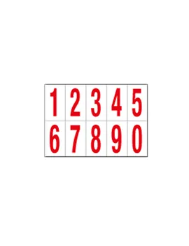 Numeri Adesivi in PVC - da 0 a 9 - 70x124 mm - 916.09 (Rosso su Bianco)