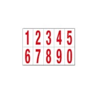 Numeri Adesivi in PVC - da 0 a 9 - 70x124 mm - 916.09 (Rosso su Bianco)