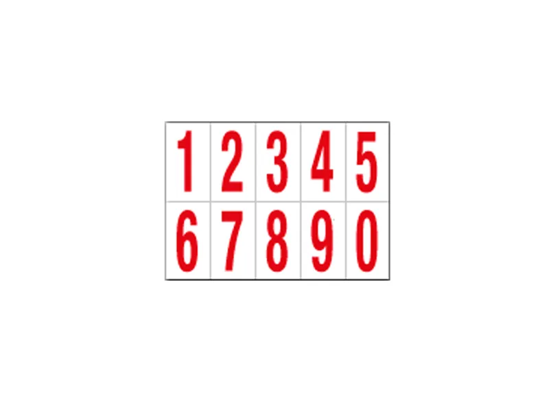 Numeri Adesivi in PVC - da 0 a 9 - 70x124 mm - 916.09 (Rosso su Bianco)